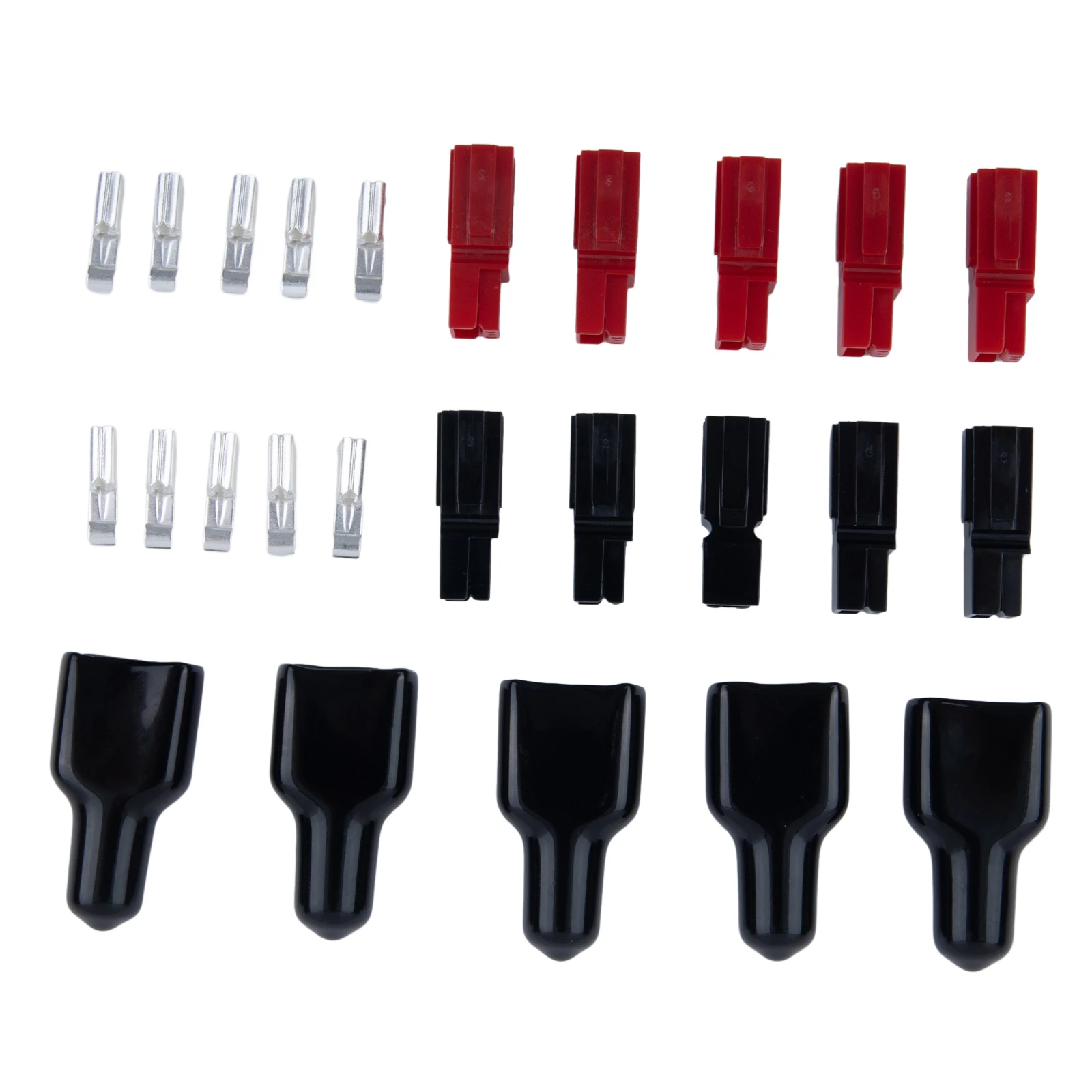 5 Pair 30AMP Plug 600V For Anderson Style Connector & Rubber Black PVC Covers Flame Retardant Sleeves For Electric Equipments