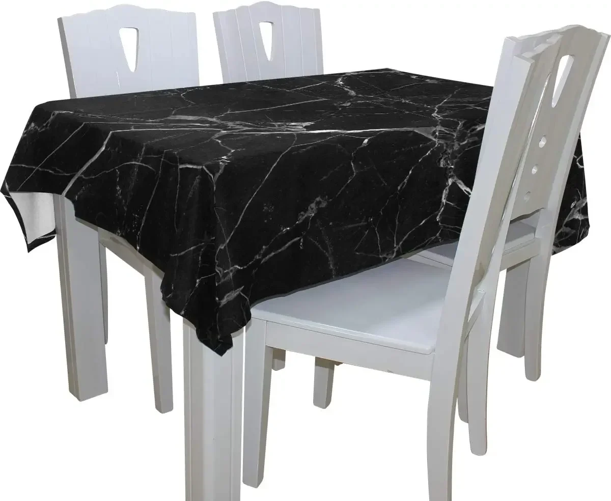 Black Marble Table Cloth Cover for Kitchen Dinning Camping Party Wedding Tabletop Decor