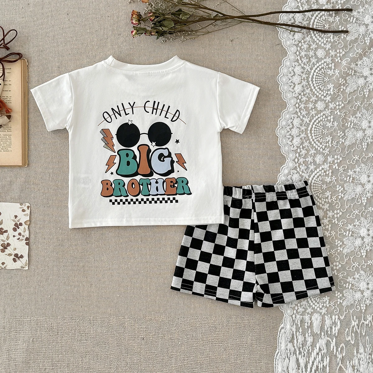 Sommer Kleinkinder Jungen Mädchen Baumwolle Kurzarm-Oberteil+Shorts Set Baby Jungen Kurzarm Bedrucktes T-Shirt Outfits Sets Kinderkleidung – Detail 2