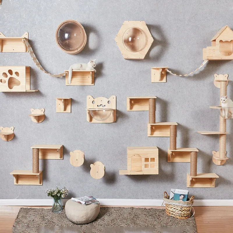 Cat Climbing Frame Wall-Type Solid Wood Wall Wall-Mounted Toy Large Soft Ladder Jumping Platform Cat Scraper Tree Accessories 3 Cat Climbing Frame Wall-Type Solid Wood Wall Wall-Mounted Toy Large Soft Ladder Jumping Platform Cat Scraper Tree Accessories 3