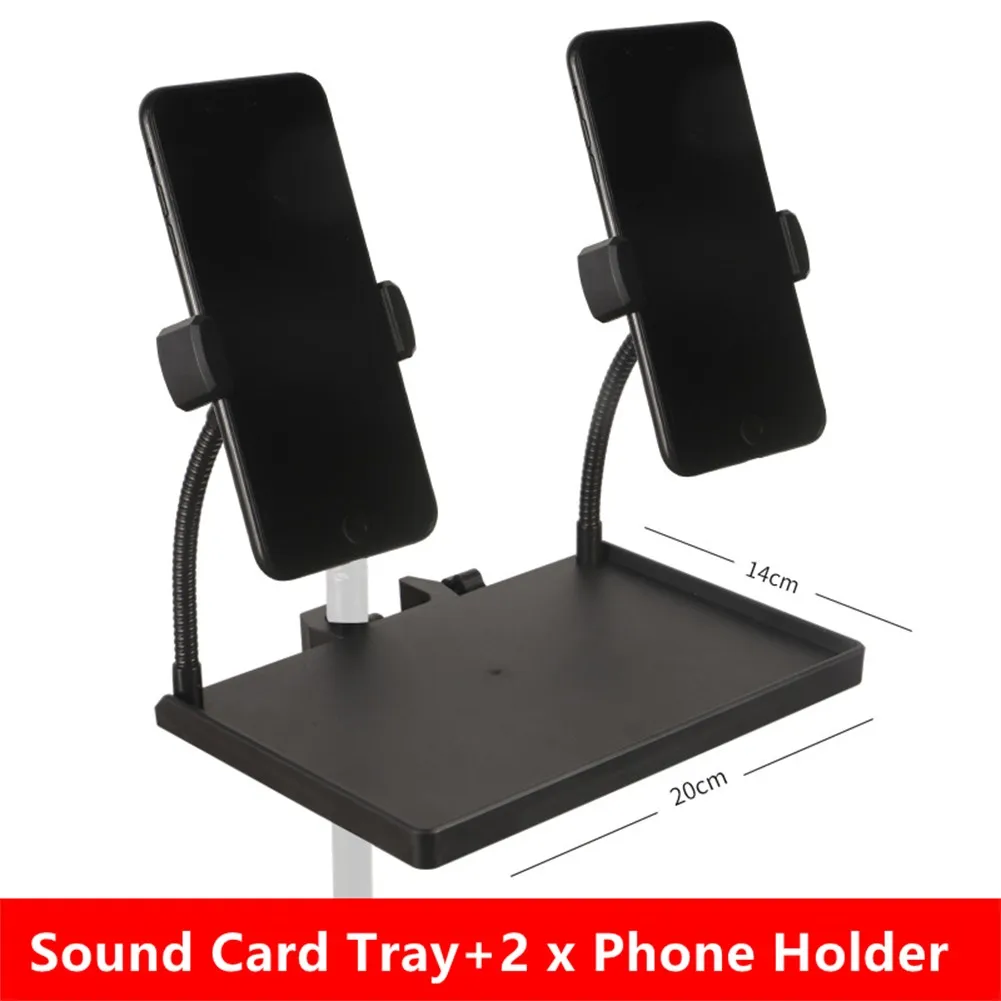 Microphone Stand Sound Card Tray Bracket 6cm To 10cm Width Smartphone Devices Guitar Performance Live Smartphone Holder microphone stand
