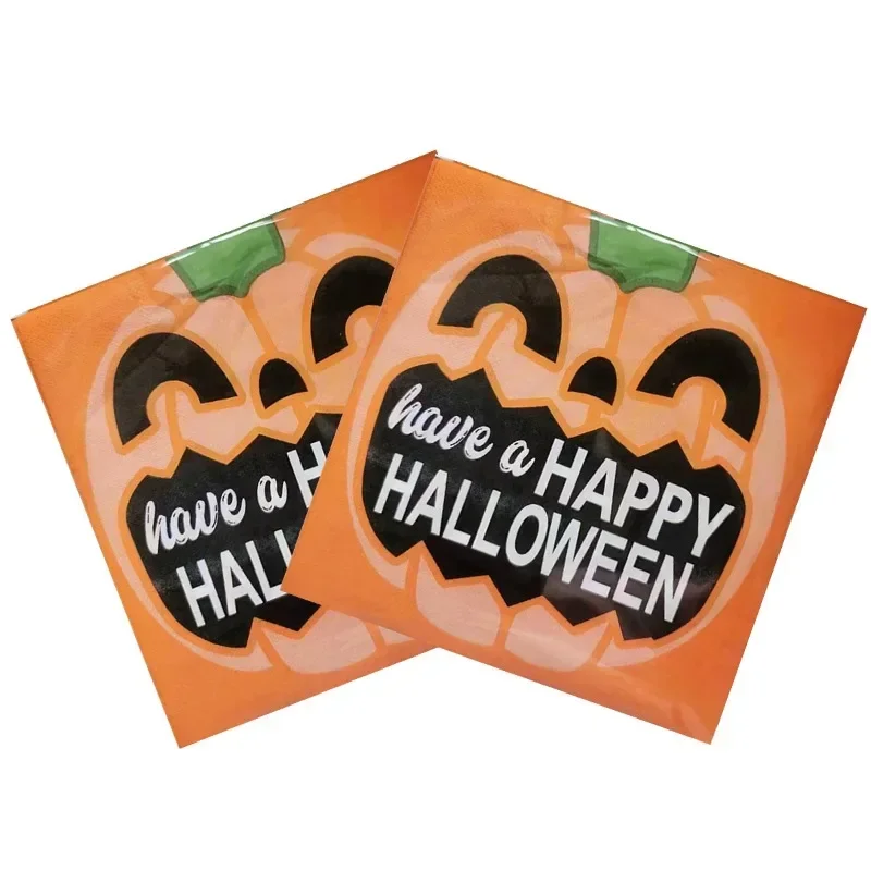 20jpcs/pac 2-Ply Halloween Pumpkin Spooky Witch Theme Holiday Ghost Party Disposable Tissue Paper Decoration for Photo Shoots