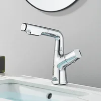 2 Modes Nozzle Faucet Bathroom Basin Faucets Pull Out Type Lift Up Down Stream Sprayer Hot and Cold Sink 360° Rotation Tap 5