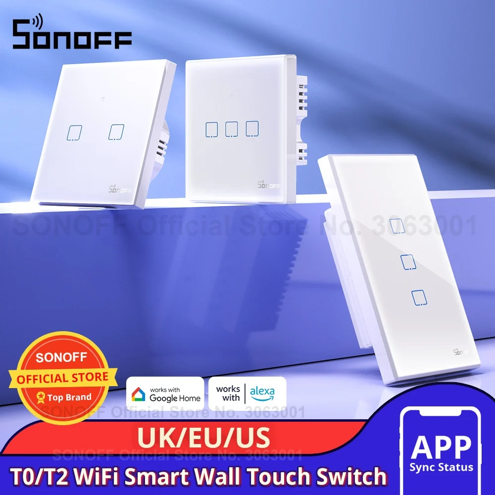 SONOFF TX Series EU/UK/US 1/2/3Gang Smart Home Switch WiFi Touch Switch Wall Light Wireless App/Voice Control Smart Scene