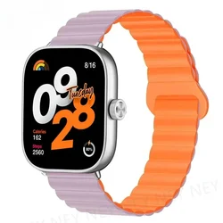Magnetic Silicone Sport Wristband Bracelet - Universal Smartwatch Accessory - Redmi watch 5 (Purple Orange)
