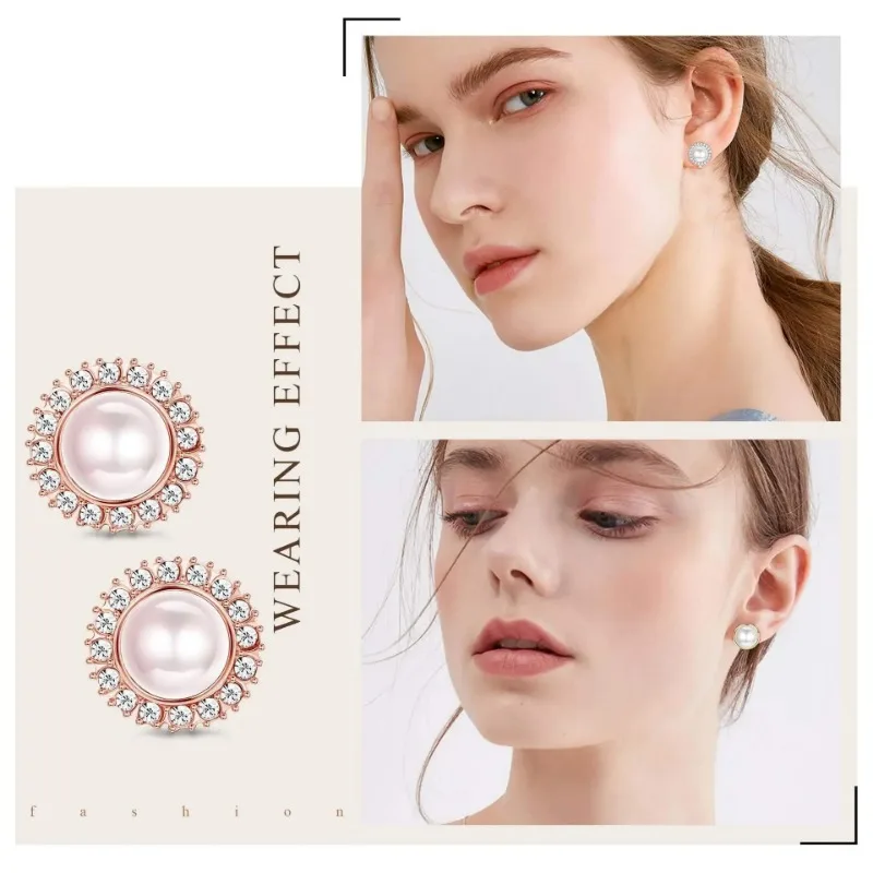 Ear Clip Earrings 1Pair Candy Color Colorful Geometry Zircon Pearl Earrings European Style Earclip Earnail Women Ear Clip Fake Piercing
