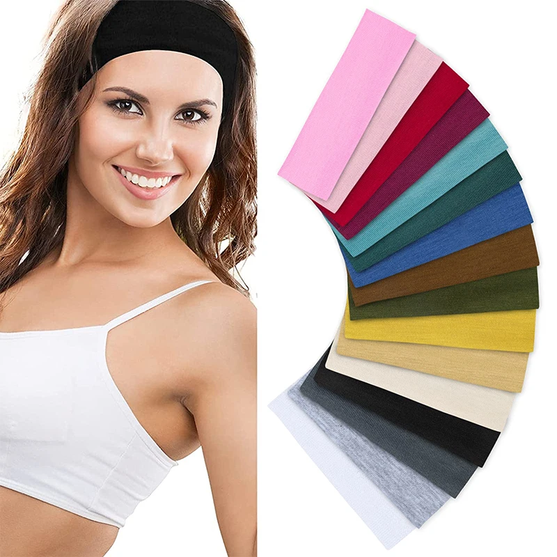 Summer Sports Yoga Headbands for Women Simple Adjustable Men Running Absorb Sweat Elastic Hair Bands Soild Headband Wholesale 3 pcs sports exercise resistance loop bands