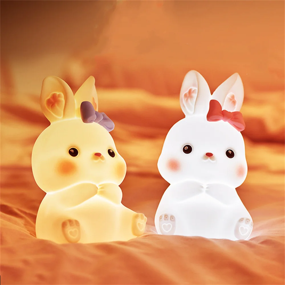 Description Picture 4 of itemNew Product Rabbit Night Light Cute Rabbit USB Remote Control Silicone Pat Light Novelty lamp