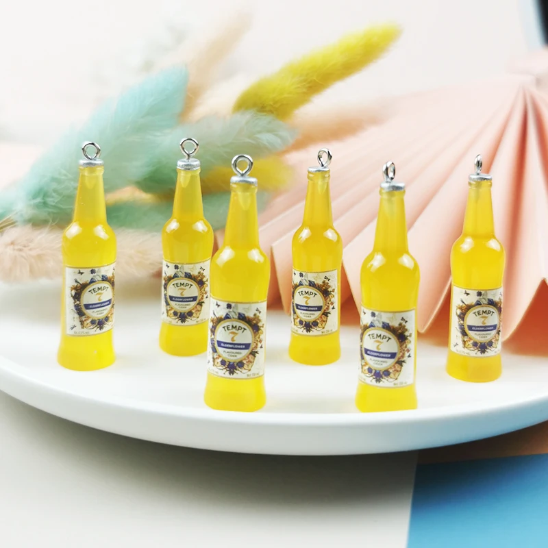 

ApeUr 10pcs/pack TEMPT 7 Alcohol Bottle Resin Charms For Jewelry Making Earring Beer Pendant Fit DIY Accessories
