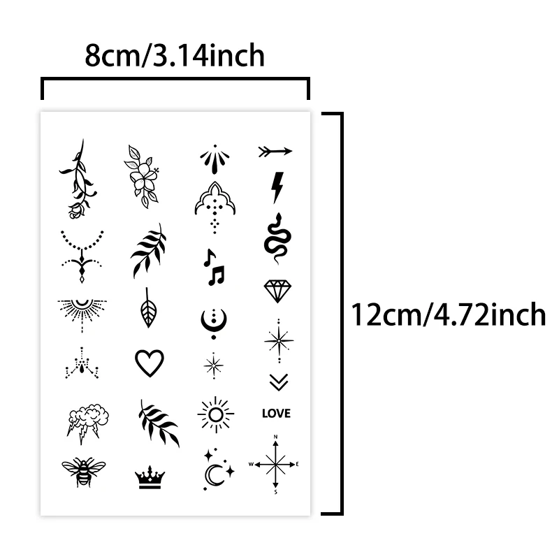 1Pc Small Pattern Waterproof Temporary Tattoo Stickers, Long-lasting Waterproof for One to Two Weeks, Suitable for Finger, Plam. 2