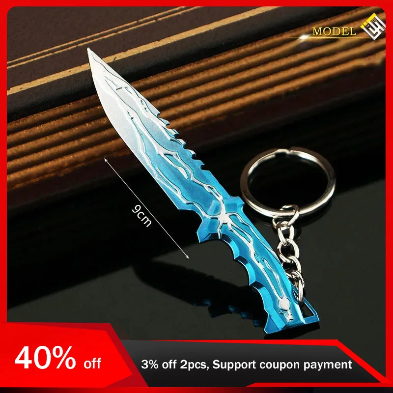 

9cm Valorant Mini Smite Knife Toy Sword Cosplay Keychains Weapon Model Metal Game Peripherals Keyrings Boys Gifts Pendant