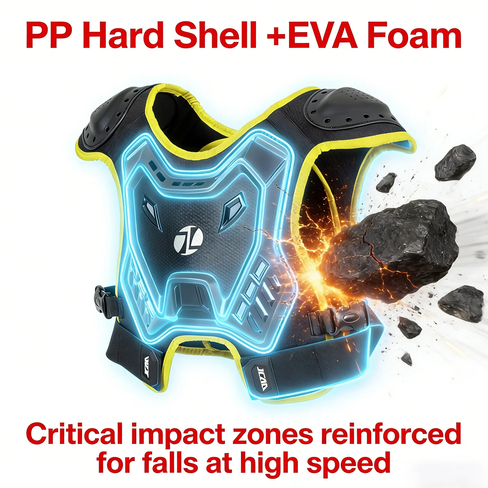 JCAA 어린이/청소년용 오토바이 전신 보호 조끼 어린이용 ATV DH 보호 아머 조끼 퀵 릴리즈 버클 오토바이 장비