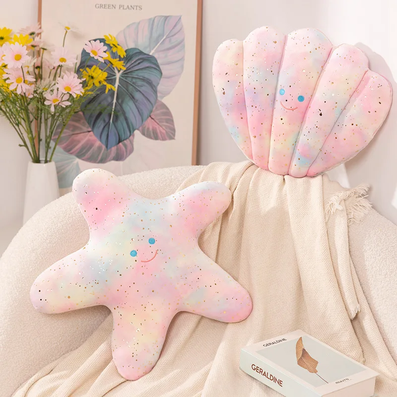 ZU Under Sea Theme Cute Shell Starfish Plush Pillow Sea Star Soft Stuffed Toys Kawaii Pink Room Party Decor 5