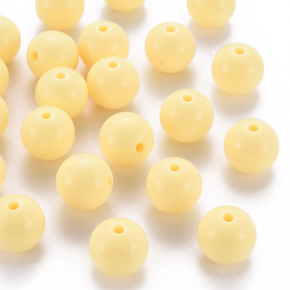 

500g Opaque Acrylic Beads Round Yellow 16x15mm Hole: 2.8mm about 220pcs/500g