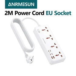 Universal Power Strip with 4 AC Outlets & 6 USB Ports - Fast Charging & 2M Cord (EU Power Strip)