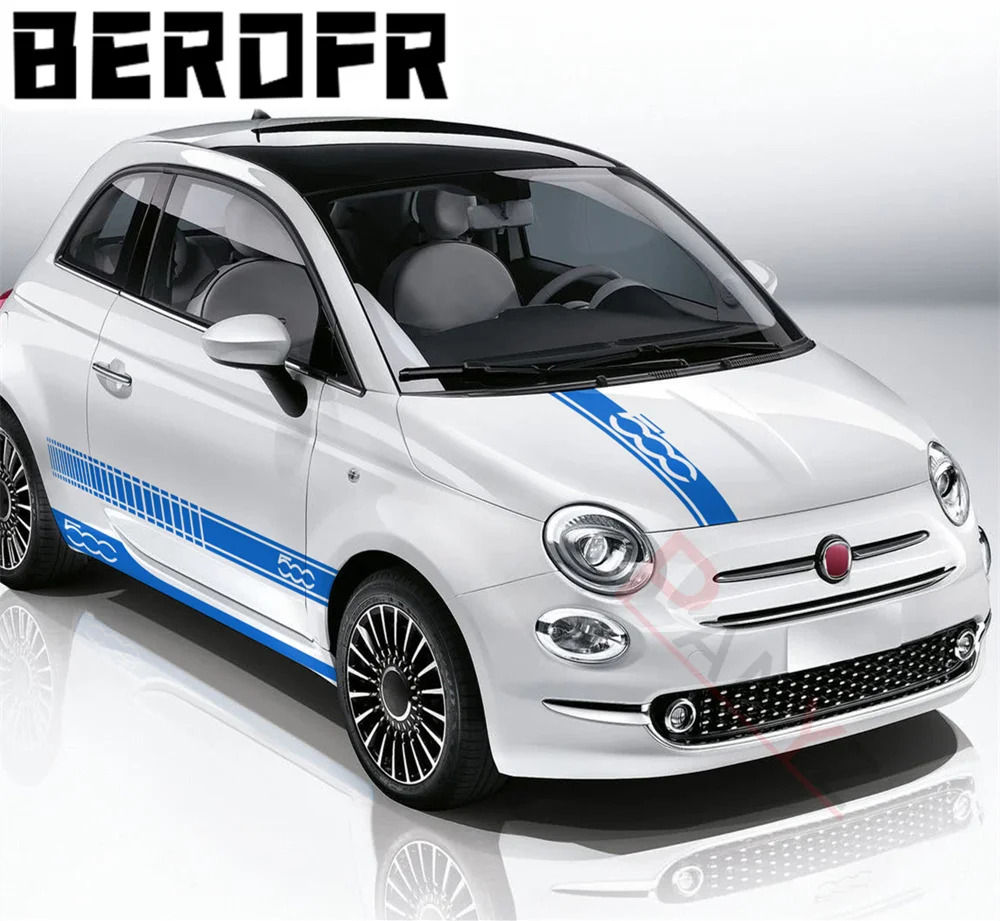Car Door Side Stripes Gonna Cappuccio Copertura Adesivo Vinile Body Kit Decalcomania Per Fiat 500 Abarth 595 695 500C 500E Accessori Vintage
