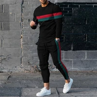 Autumn Casual Fashion 3D Print Men's Sportswear Set Long-Sleeved T Shirt Pants 2-Piece Set Oversized Pullover Men Clothing 1