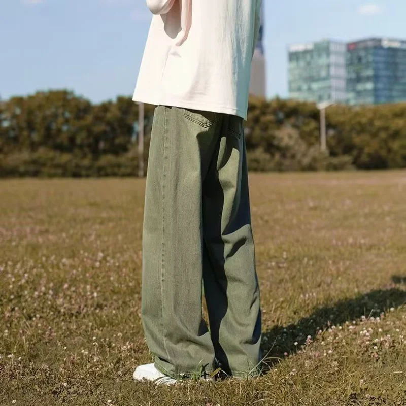 

Vintage Summer Loose Solid Color Wide Leg Fashion Jeans Women All Match Minimalist Washed Teens Casual High Waist Denim Pants