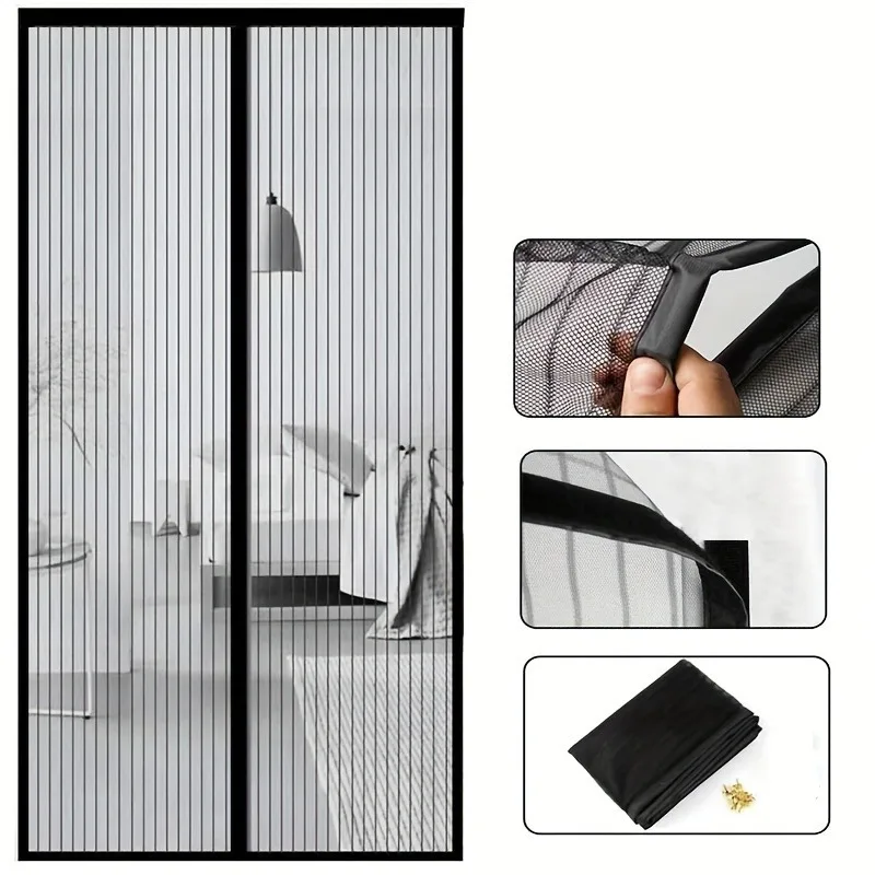 1PC Large Size Mosquito Proof Gauze Door Curtain, Encrypted Self-adhesive Door Curtain, Insect and Wind Proof
