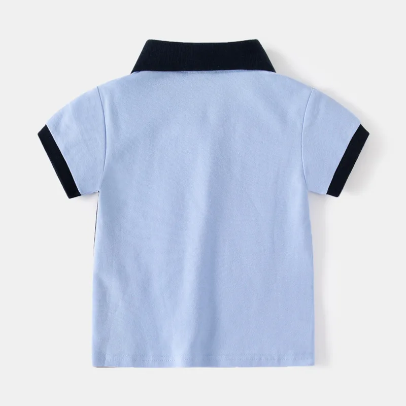 Kinder Korte Mouwboy Shirtpolosummer Shirt2024new Baby Borduurwerk Kleur Bijpassende Top Een Stuk Dropshipping Tij