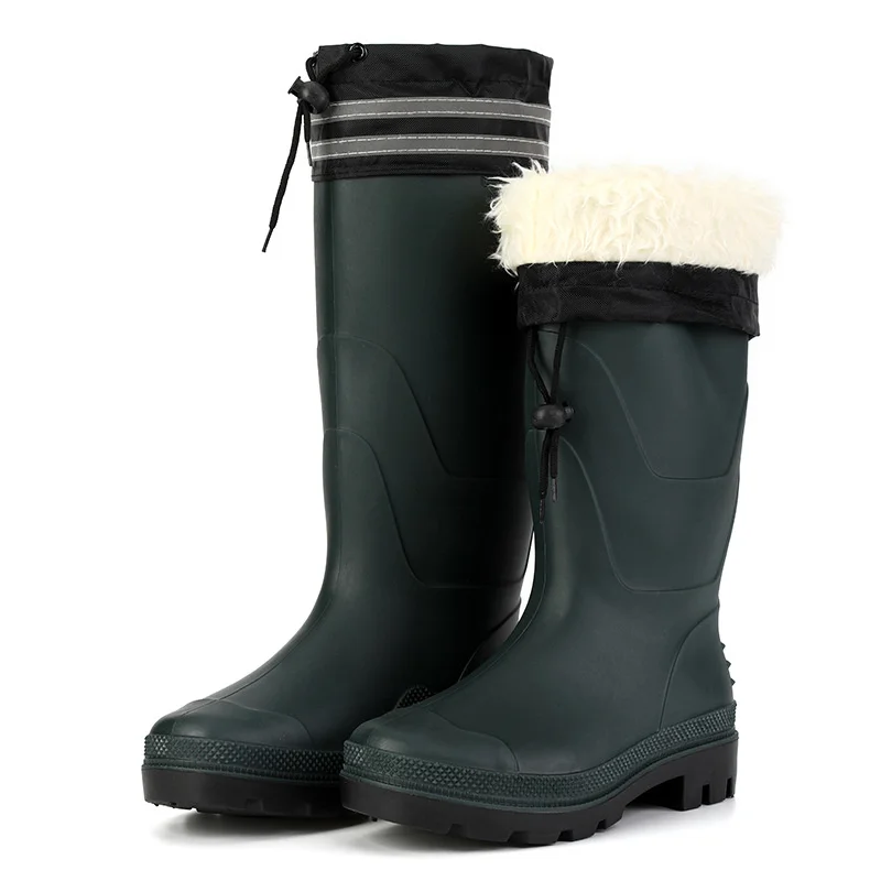 

Winter Windproof Plush Rain Shoes Men High Rain Boots Safety Reflective Rain Boots At Night 2023 High Quality Pvc Water Boot Men