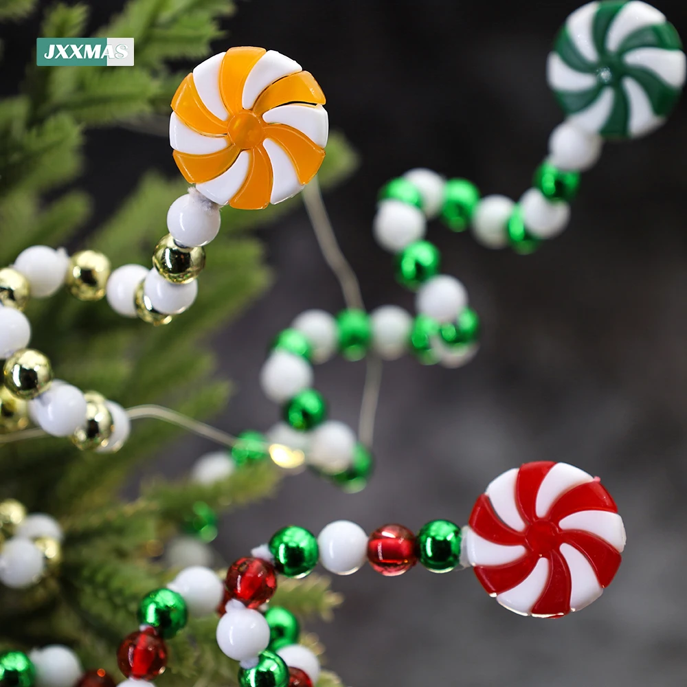 Candy Cane Christmas Decoration Bells Lollipop Hanging Ornaments Xmas Tree Home Decor Noel Gifts Navidad Party Supplies 4pcs