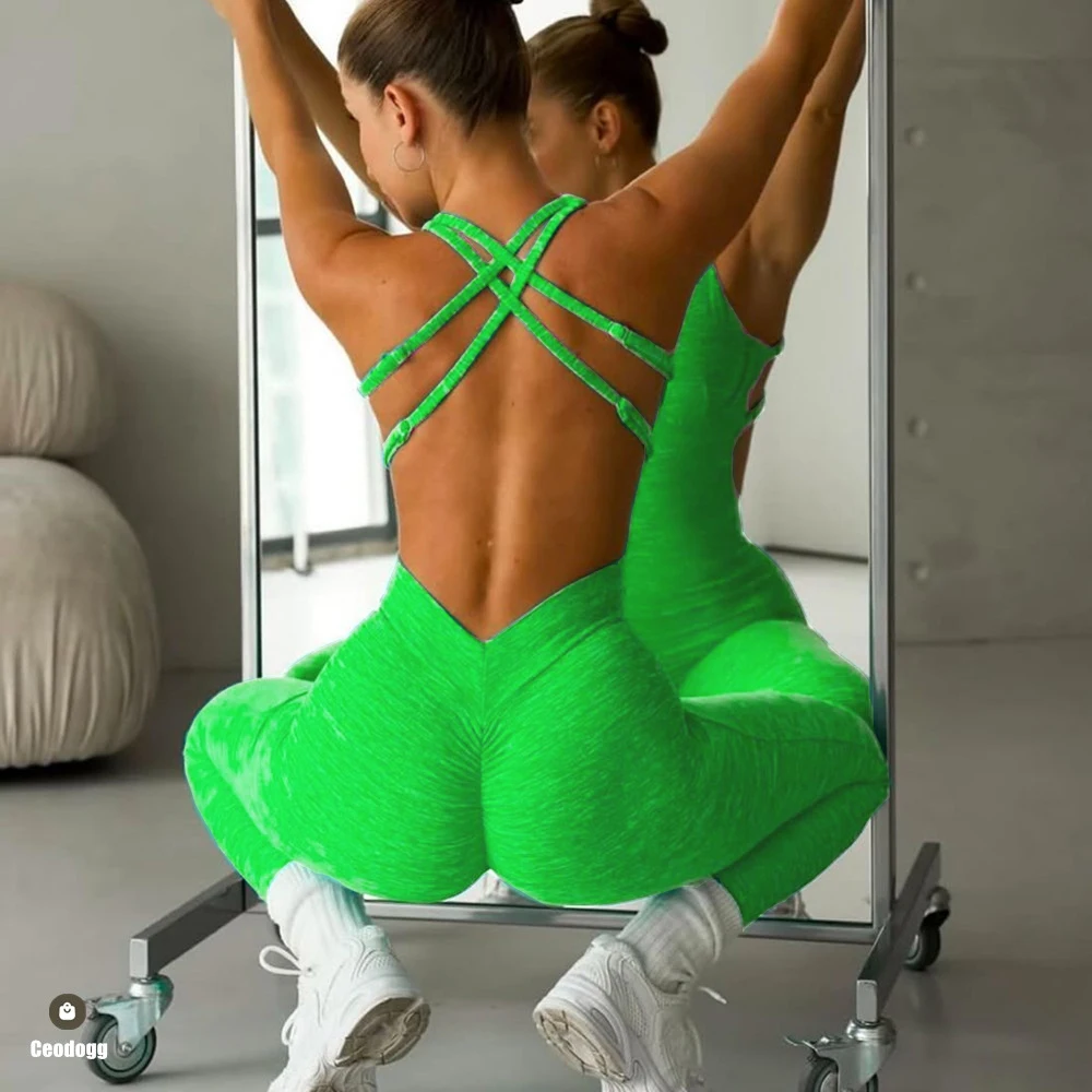 Pad Adjustable Form Women Yoga Set One Piece Jumpsuit Gym Exercise Legging Fitness Workout Pant Active Outfit Wear XP300 yoga set sports set yoga pants set fitness jumpsuit