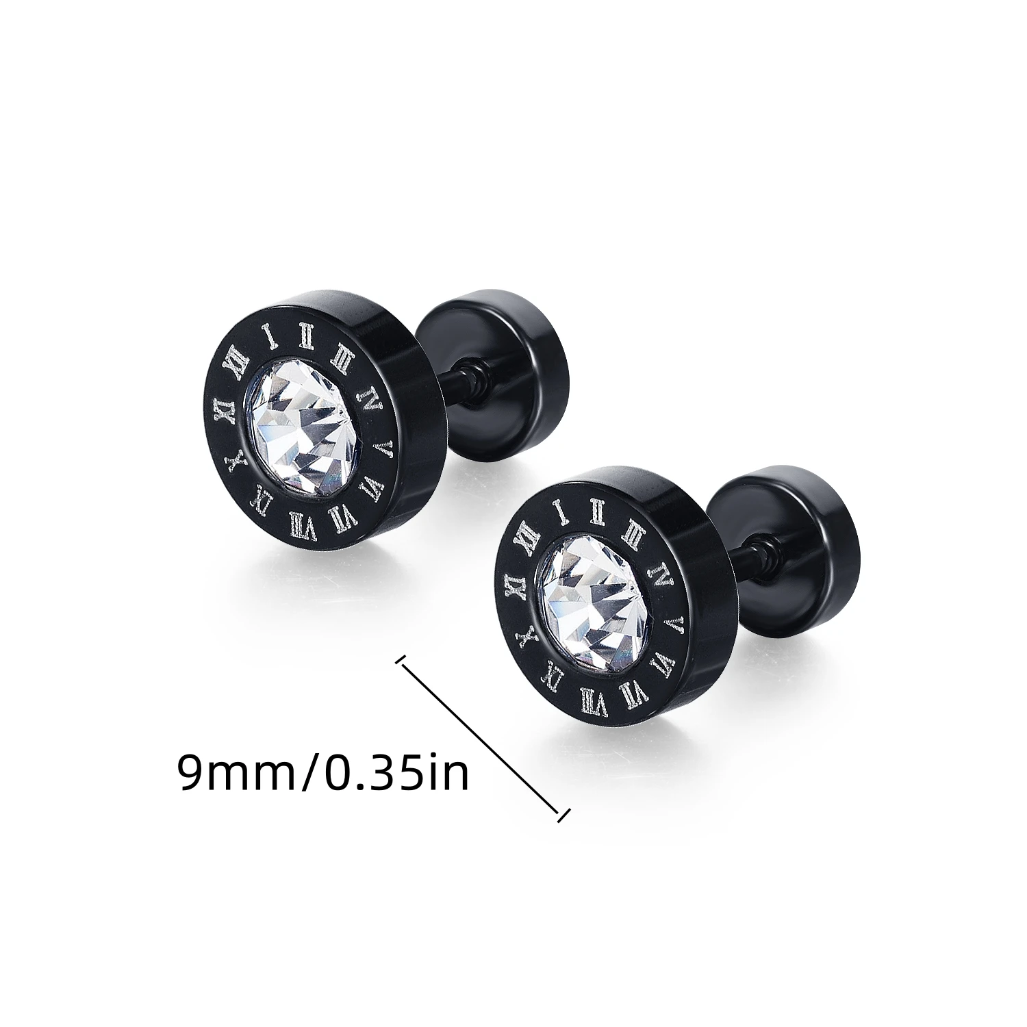 1 Paar Lock Star Goth Spike CZ Punk Edelstahl Ohrstecker Schwarz Schraubverschlüsse für Damen Herren Besondere Party Schmuck Geschenke – Detail 4