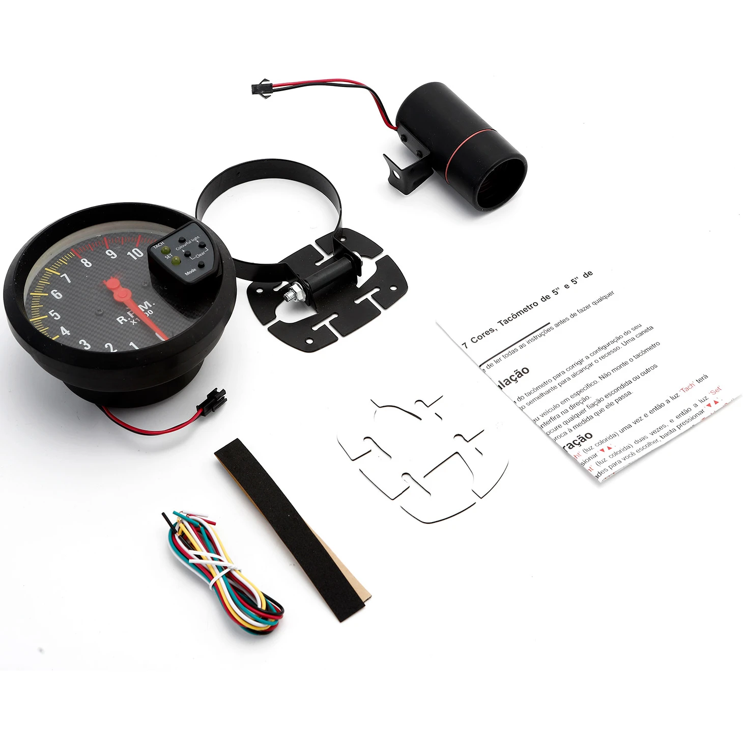 5 Inch Tachometer 11000 RPM Racing Car Gauge with LED Display for 1-8 Cylinder Engine 12V Vehicles High-Performance Tacho Meter