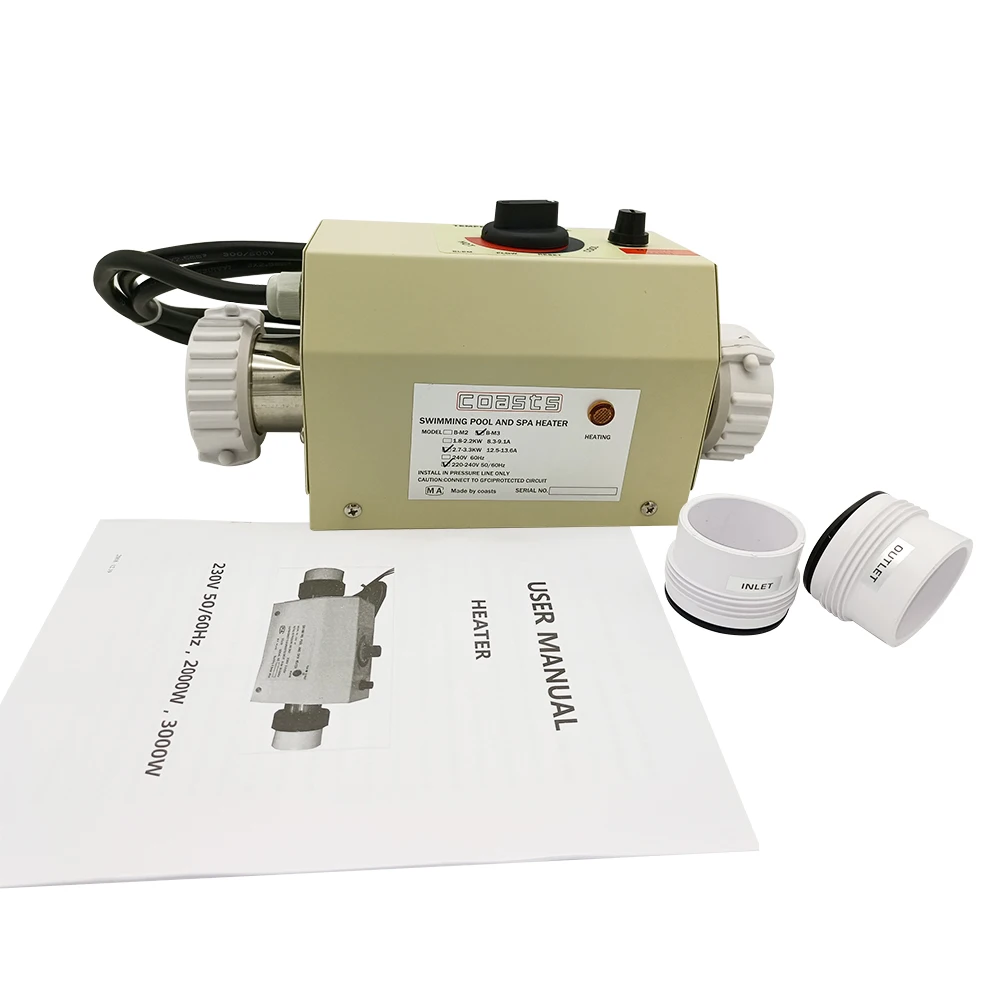 Pool Heater 3KW 220V Pool Heater Electric Swimming Pool and SPA Bath Heating Tub Water Heater Thermostat Swimming Accessories