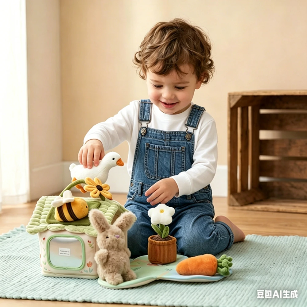 Baumwoll-Puppenhaus-Möbelset für Kinder, Miniatur-Rollenspielzeug zur Förderung der Feinmotorik bei Kleinkindern, Baby-Spielzeuggeschenk – Detail 27