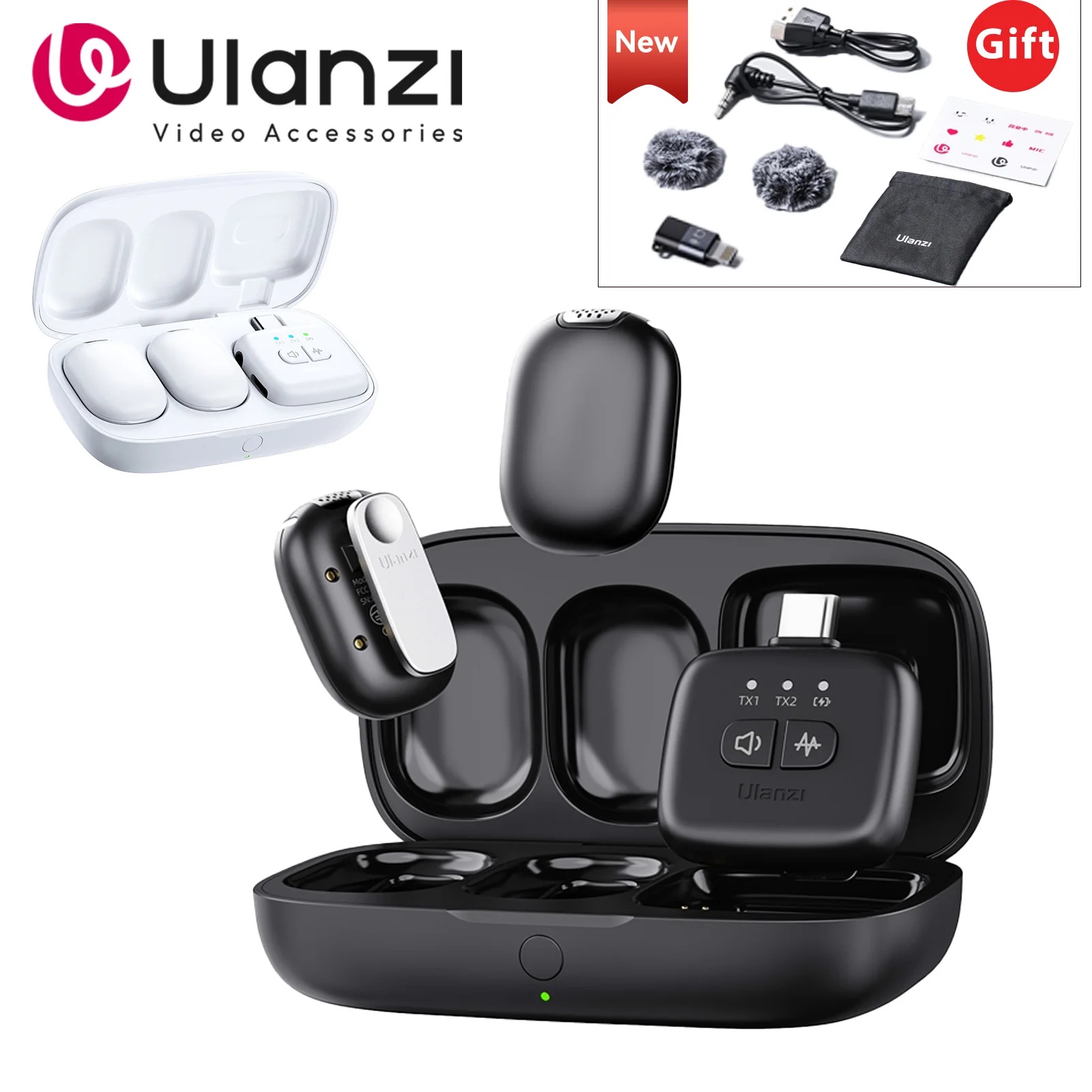 Ulanzi A30 ワイヤレスラベリアマイクロフォン Ulanzi A30 Wireless Lavalier Microphone Audio Video Recording