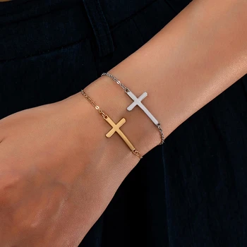 Women's Silver/Gold Cross Bracelet