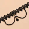Vintage-Tour de cou en dentelle gothique classique pour femme, pendentif en cristal noir, breloque, colliers de la présidence, bijoux de clavicule Boho, cadeaux de Noël