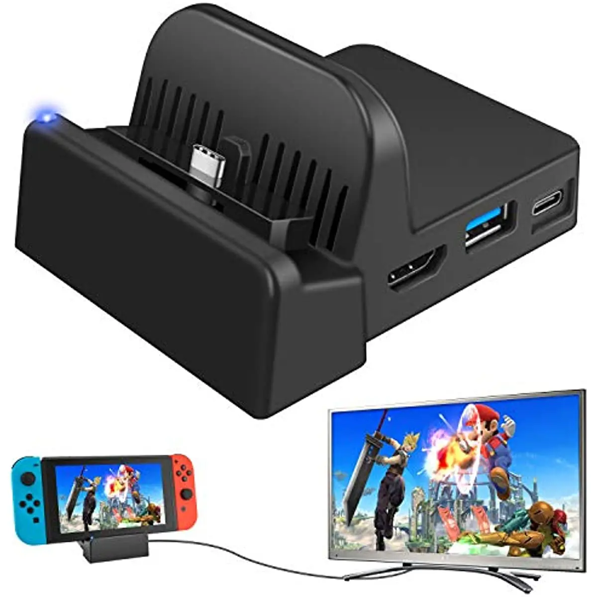 Switch Dock,Docking Station Per Switch Oled, Dock Di Ricarica 4K Hdmi Tv Adapter Charger Set Sostituzione Compatibile Con Ufficiale