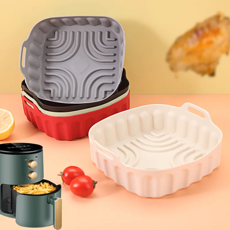 Air Fryer Silicone Basket Tray Resuable Square Airfryer Grill Baking Mold Liner Kitchen Cooking Accessories air fryer liners air fryer baking tray air fryer accessories air fryer mold air fryer silicone tray air fryer basket