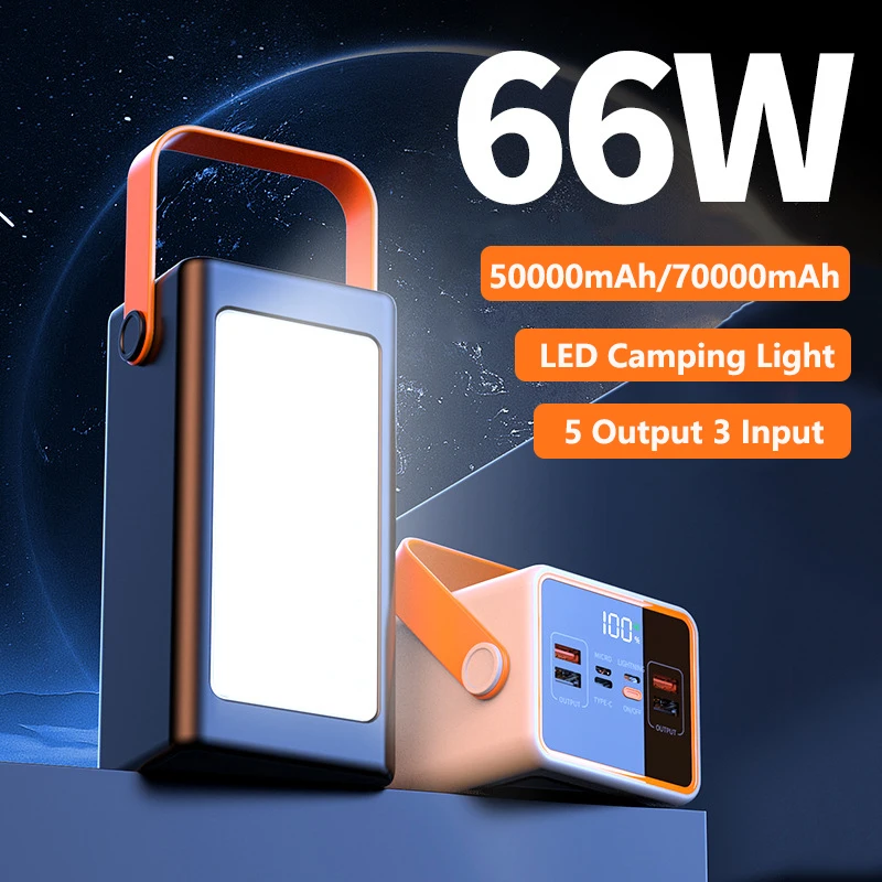 

70000mAh Power Bank 66W Super Fast Charging for Huawei P40 Laptop Powerbank Portable External Battery Charger For iPhone Xiaomi