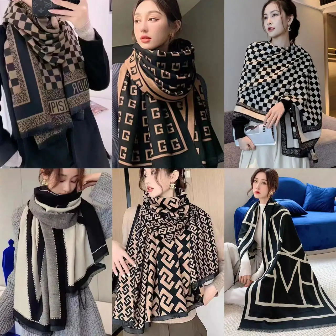 

Winter Cashmere Women Scarf Female Luxury Brand Scarves Lady Tassel Bandana Women Print Shawl Wraps Foulard Tippet Pashmina