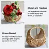 lower Arrangement Basket Half Moon Wicker Basket Woven Basket With Handle Wedding Flower Girl Baskets Sturdy Picnic Home Decro 5
