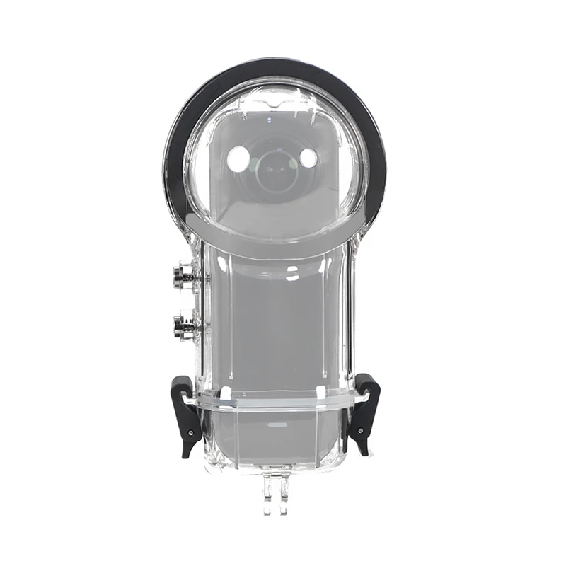 Étui de plongée pour Insta360 X5 ouvert, montrant l'intérieur avec emplacement pour batterie