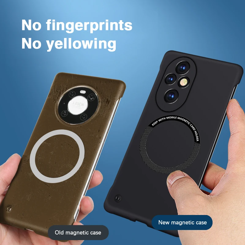 Luxury Magnetic Frameless Hard PC Phone Case with Wireless Charging Capability