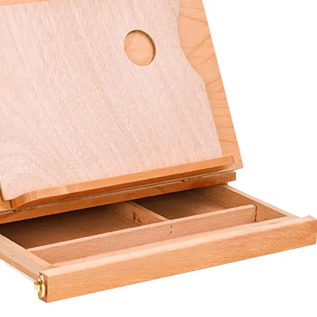 Wood Easel Box Organizer with Drawer Foldable Drawing Board Painting Storage Box for Cookbook Painting Sketching Recipe Drafting 5