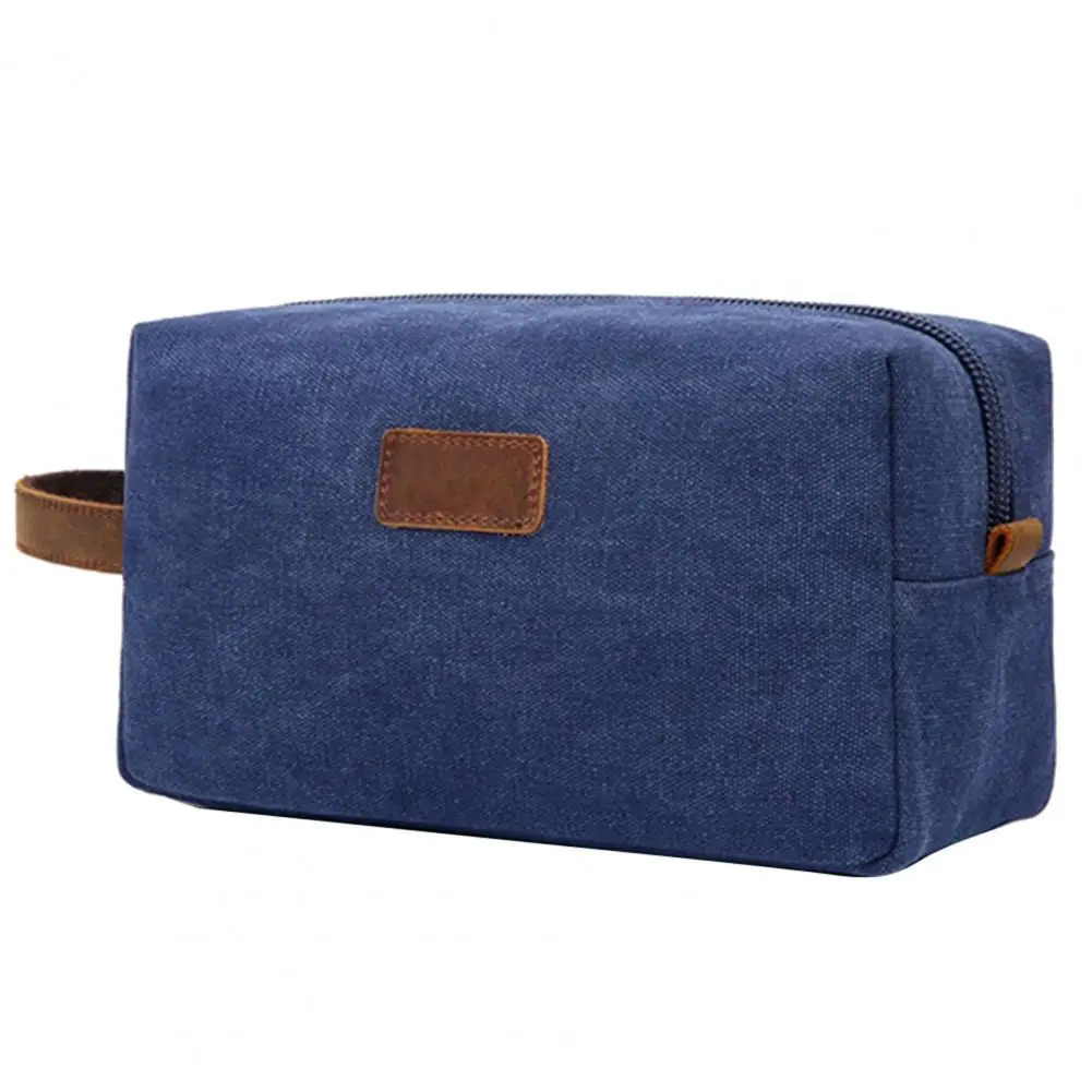 Portable Women Retro Canvas Bag Wear-resistant Toiletry Bag Cosmetic Makeup Pouch Organizer Men's Fashion Zipper For Travel