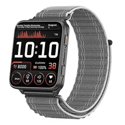 Nylon Loop Sport Strap Bracelet - Elastic Wristband - 24mm Width (Grey)
