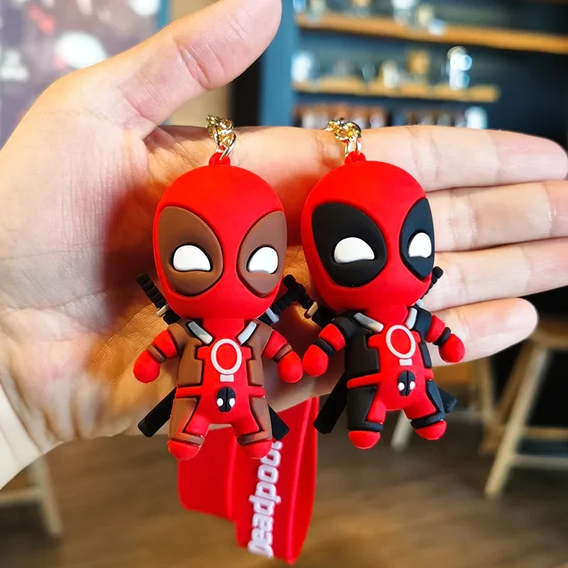 Key Rings Marvel Deadpool Keychain Funny Q Version Keyring Cute Anti-Hero Backpack Charm Fans Couples Gift Idea