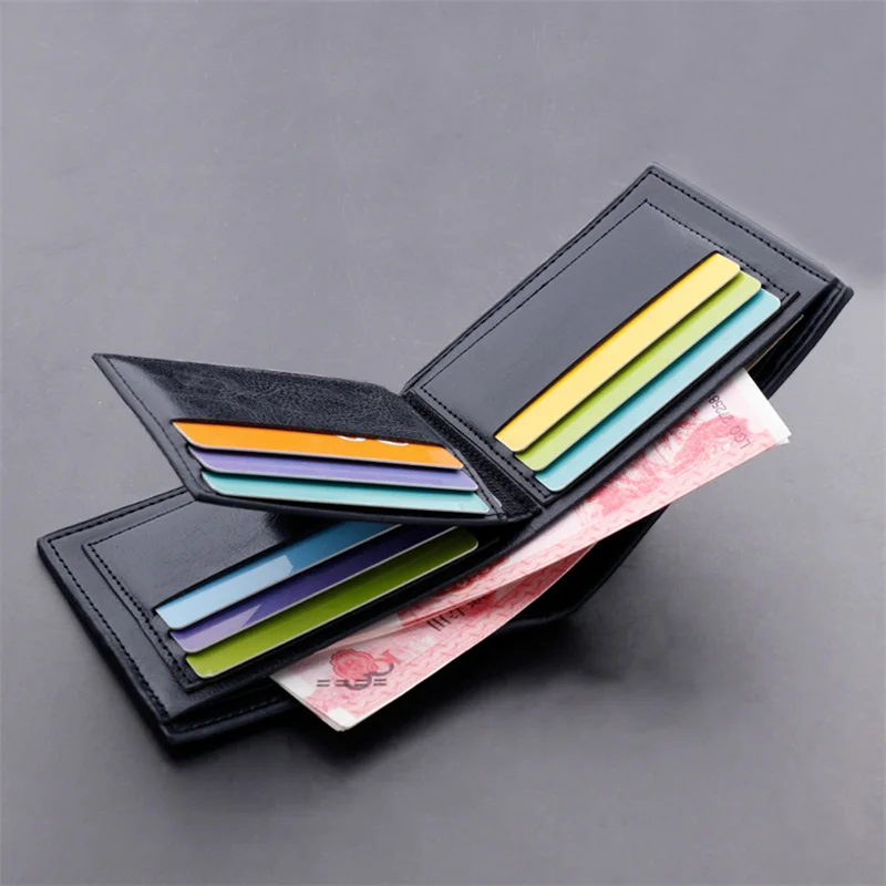 

Men's Short Wallet PU Leather Business Multi-position Soft 2 Fold Purse Wear-resistant Waterproof Card Wallet Driver's License