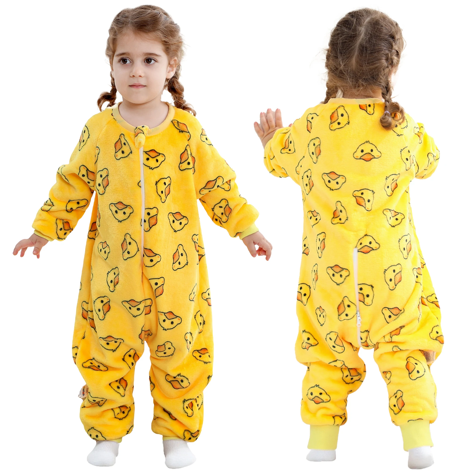 MICHLEY Flannel Children Baby Sleeping Bag Sack Long Sleeves Cartoon Winter Clothes Toddler Sleepsack Pajamas For Girls Boys