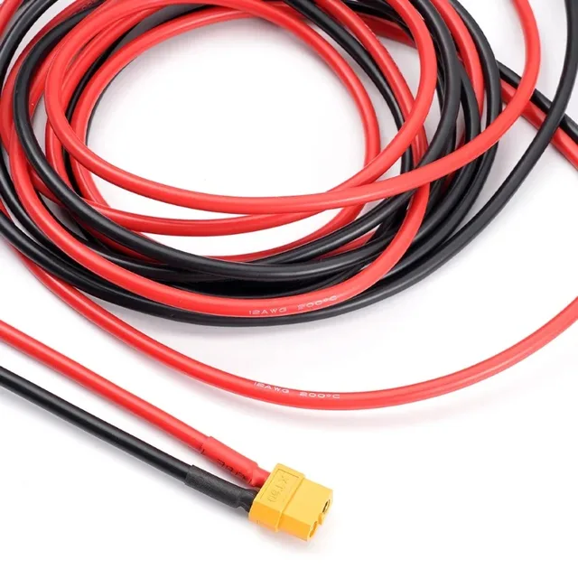 สายเชื่อมต่อแบบแปลงหัว XT60 ตัวผู้-ตัวเมีย ขนาด 12AWG ความยาว 300 ซม. สายซิลิโคน สำหรับเชื่อมต่อแบตเตอรี่ลิโพ ใช้กับโดรน รถบังคับ เรือบังคับ 1
