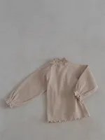 8551 2024 Korean Baby Shirt Curved Collar Elastic Pitched Longsleeve T Shirt Longsleeve Baby Top Baby Clothes 6
