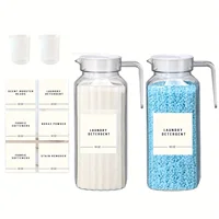 2 Pcs Laundry Detergent Dispenser Fabric Softener Dispenser Organizer Box with Measuring Cups Laundry Soap Bleach Container 1